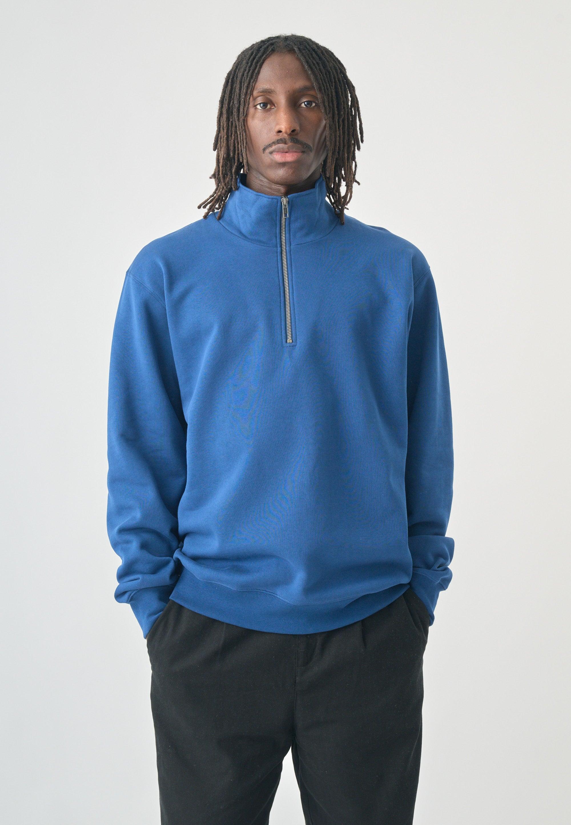 Cleptomanicx Estate Blue Ligull Classic Quarter Zip Pullover Herren blau 